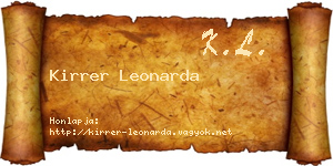 Kirrer Leonarda névjegykártya